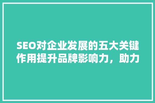SEO对企业发展的五大关键作用提升品牌影响力，助力企业腾飞