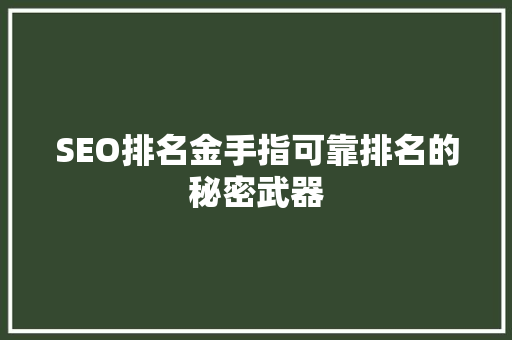 SEO排名金手指可靠排名的秘密武器
