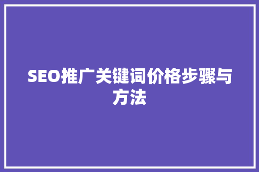 SEO推广关键词价格步骤与方法  第1张