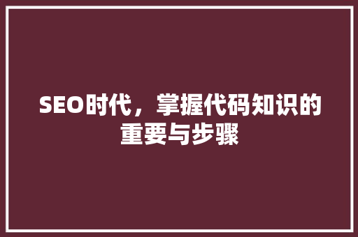 SEO时代，掌握代码知识的重要与步骤