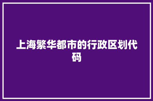 上海繁华都市的行政区划代码