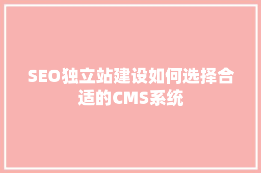 SEO独立站建设如何选择合适的CMS系统
