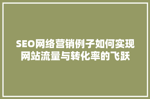 SEO网络营销例子如何实现网站流量与转化率的飞跃