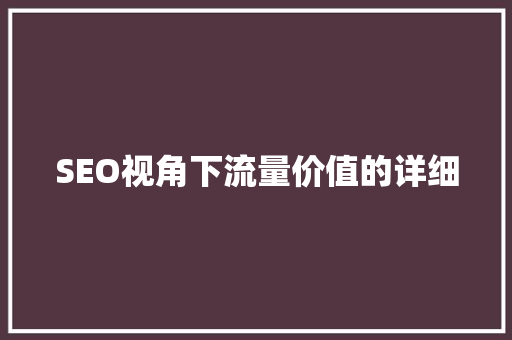 SEO视角下流量价值的详细