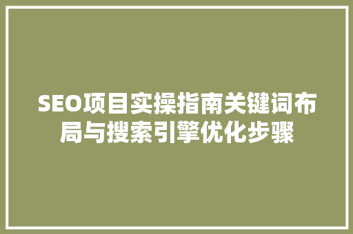SEO项目实操指南关键词布局与搜索引擎优化步骤