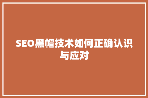SEO黑帽技术如何正确认识与应对