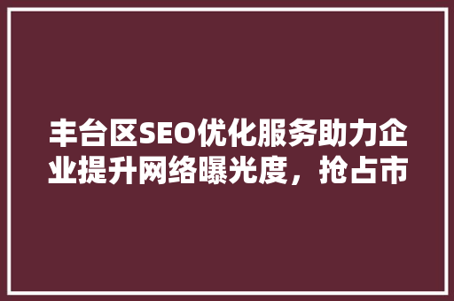 丰台区SEO优化服务助力企业提升网络曝光度，抢占市场先机