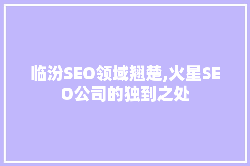 临汾SEO领域翘楚,火星SEO公司的独到之处