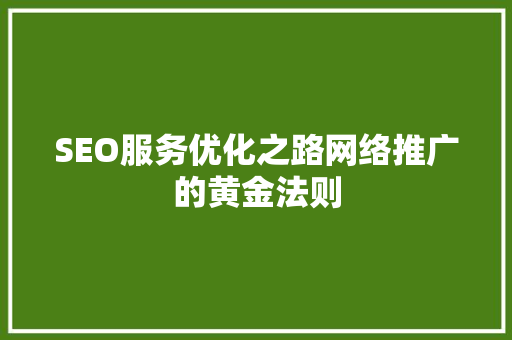 SEO服务优化之路网络推广的黄金法则