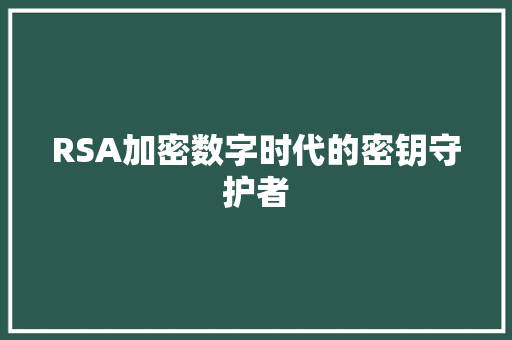 RSA加密数字时代的密钥守护者