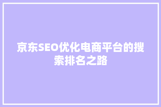 京东SEO优化电商平台的搜索排名之路