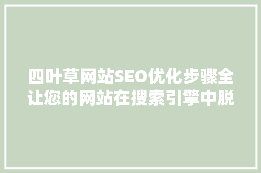 四叶草网站SEO优化步骤全让您的网站在搜索引擎中脱颖而出