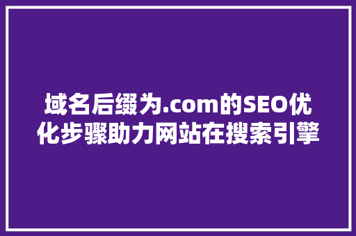域名后缀为.com的SEO优化步骤助力网站在搜索引擎中脱颖而出