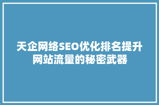 天企网络SEO优化排名提升网站流量的秘密武器