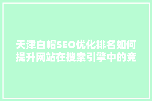 天津白帽SEO优化排名如何提升网站在搜索引擎中的竞争力