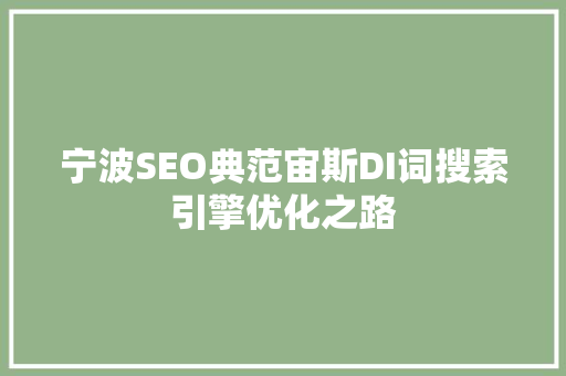 宁波SEO典范宙斯DI词搜索引擎优化之路