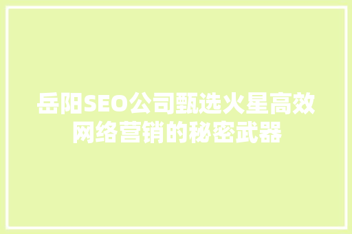 岳阳SEO公司甄选火星高效网络营销的秘密武器