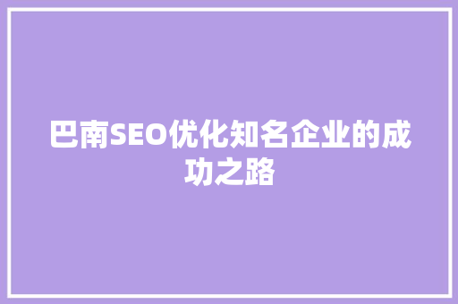 巴南SEO优化知名企业的成功之路  第1张