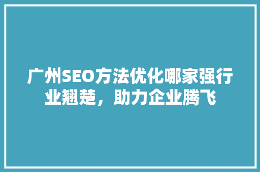 广州SEO方法优化哪家强行业翘楚，助力企业腾飞