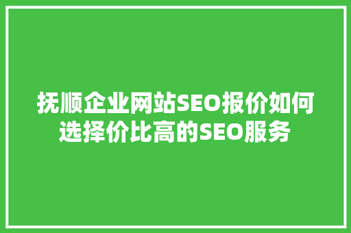 抚顺企业网站SEO报价如何选择价比高的SEO服务