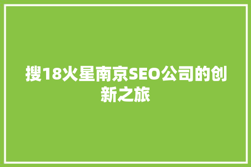 搜18火星南京SEO公司的创新之旅