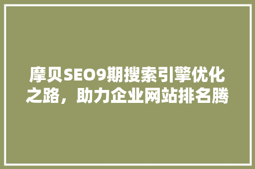 摩贝SEO9期搜索引擎优化之路，助力企业网站排名腾飞