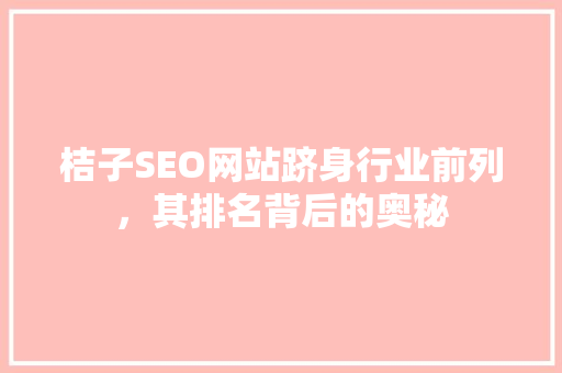 桔子SEO网站跻身行业前列，其排名背后的奥秘