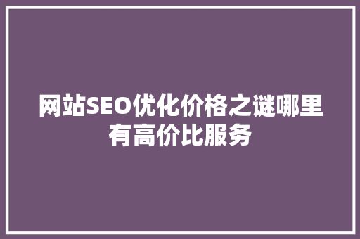 网站SEO优化价格之谜哪里有高价比服务