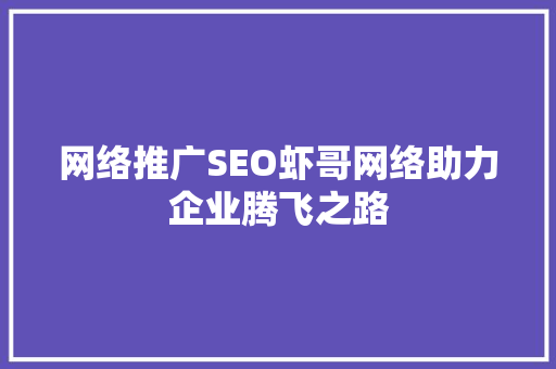 网络推广SEO虾哥网络助力企业腾飞之路
