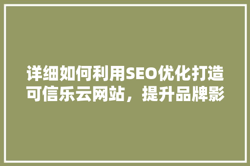 详细如何利用SEO优化打造可信乐云网站，提升品牌影响力