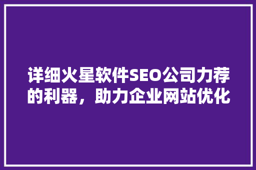 详细火星软件SEO公司力荐的利器，助力企业网站优化腾飞