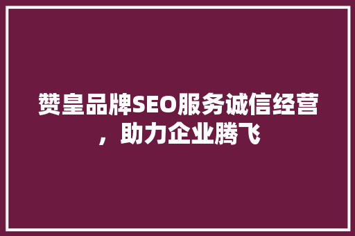 赞皇品牌SEO服务诚信经营，助力企业腾飞