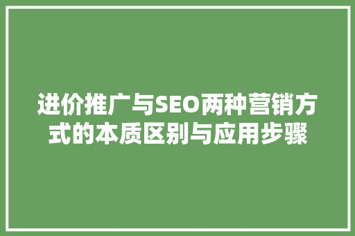进价推广与SEO两种营销方式的本质区别与应用步骤