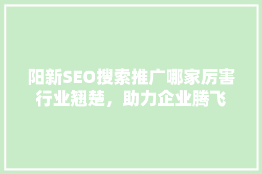 阳新SEO搜索推广哪家厉害行业翘楚，助力企业腾飞