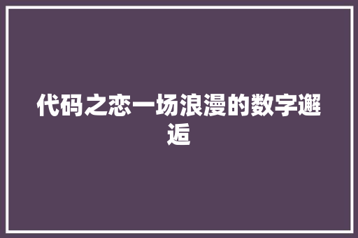代码之恋一场浪漫的数字邂逅