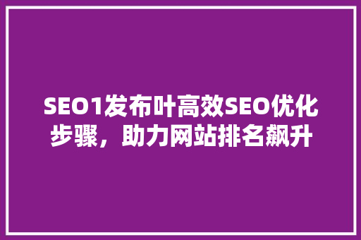 SEO1发布叶高效SEO优化步骤，助力网站排名飙升