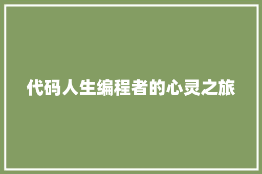 代码人生编程者的心灵之旅