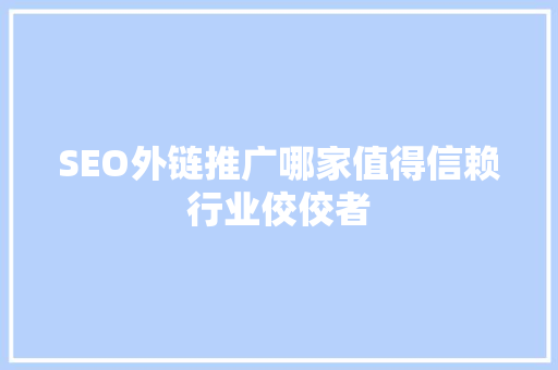 SEO外链推广哪家值得信赖行业佼佼者