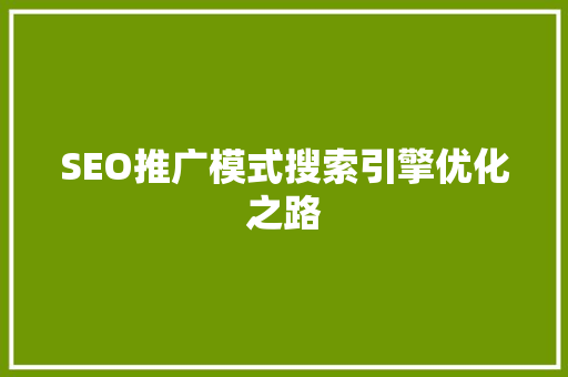 SEO推广模式搜索引擎优化之路