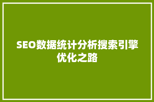 SEO数据统计分析搜索引擎优化之路