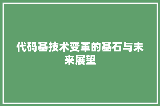 代码基技术变革的基石与未来展望