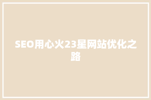 SEO用心火23星网站优化之路