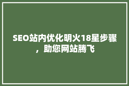 SEO站内优化明火18星步骤，助您网站腾飞