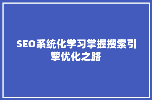 SEO系统化学习掌握搜索引擎优化之路
