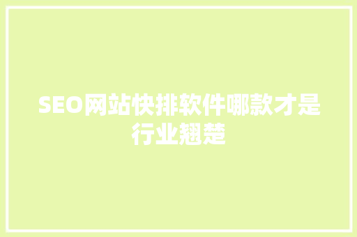 SEO网站快排软件哪款才是行业翘楚