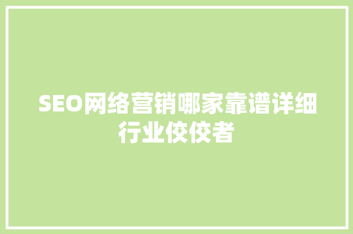 SEO网络营销哪家靠谱详细行业佼佼者