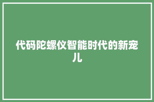 代码陀螺仪智能时代的新宠儿