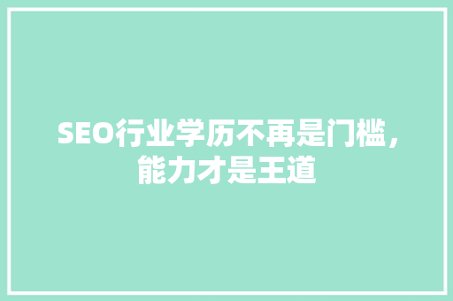 SEO行业学历不再是门槛，能力才是王道