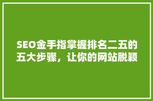 SEO金手指掌握排名二五的五大步骤，让你的网站脱颖而出