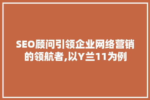 SEO顾问引领企业网络营销的领航者,以Y兰11为例